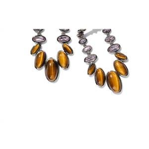 NEW NAK ARMSTRONG women's kimono tiger’s eye earrings in brown
